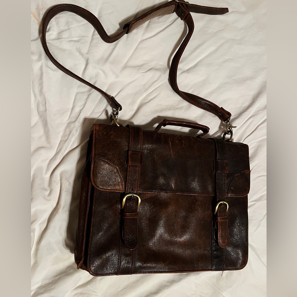 Leather briefcase; purchased from A.G. Russell knives company.